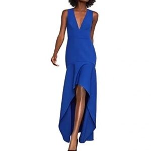 NEW BCBGMaxAzria High Low V Neck Evening Gown Dress in Royal Blue